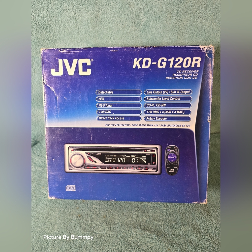 New In The Package JVC KD-G120R CD Receiver, car stereo system.
